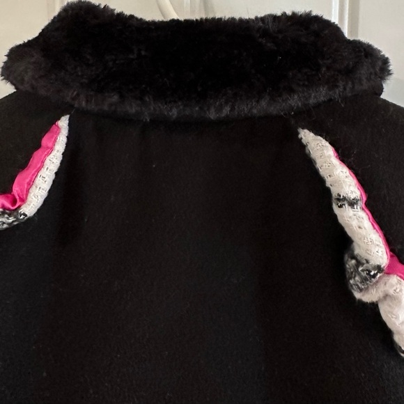 Penelope Mack Black White Pink Wool Blend Coat Size 24 Months - Picture 8 of 10